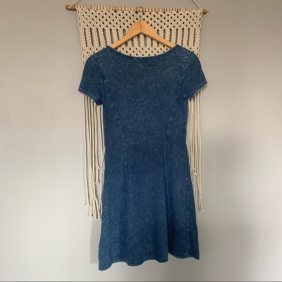H&M Fit & Flare Faux Denim Mini Dress - Picture 12 of 14